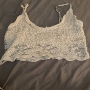 tiny floral white laced crop